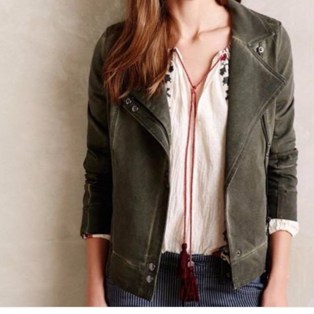 Marrakech Green Moto Jacket Anthropologie